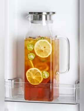 Glass Beverage Pitcher with Stainless Steel Lid - Clear - 32oz